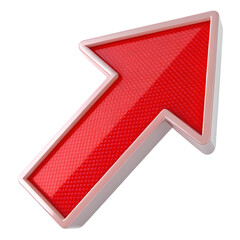 Red arrow pointing upwards with metallic finish and carbon texture