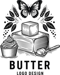 Butter Logo Vintage Food Illustration Vector Design