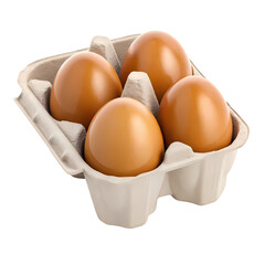Brown eggs in a carton on a black background