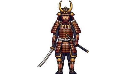 A cartoon samurai warrior in traditional armor holding two swords