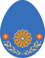 Easter egg with folk style floral elements, minimal design with copy space in retro colors