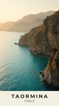 Travel Poster of Taormina Coast, Taormina, Italy
