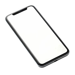 Modern smartphone with blank white screen on black background