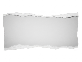 Torn paper background with ripped edges and gray color on transparent background