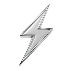 Shiny silver lightning bolt icon on black background