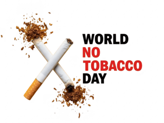 World no tobacco day poster with cigarettes and text on transparent background
