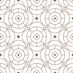 Seamless Geometric Grid Pattern with beige oval shapes. Lattice Texture background, Vector Art.