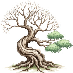 Twisted Old Tree Nature Color Vector Illustration
