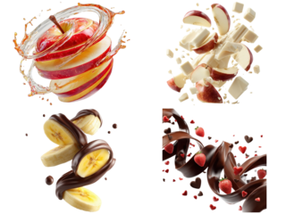 Apple banana chocolate fruit dessert sweet food set