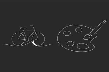 Creative Bicycle Palette Art Line Drawing Vector Illustration