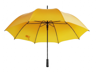 Yellow umbrella isolated on transparent background for rain or weather protection
