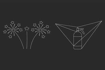 Fireworks Spray Bottle Outline Icon Set Vector Illustration