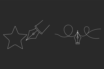 Pen Nib Star Sketch Linear Icons Set For Creativity