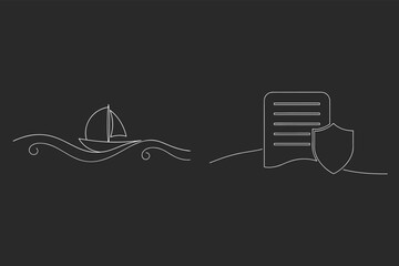 Sailing Insurance Concept With Line Art Icons