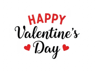 Happy valentines day greeting card with hearts on transparent background for love and friendship