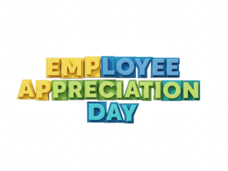 Employee appreciation day colorful text on transparent background