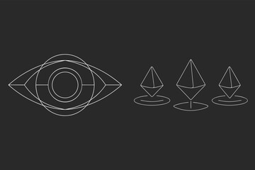 Geometric Eye And Diamond Icons Set, Minimalist Linear Design