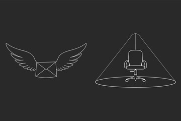 Email Delivery And Office Workspace Line Icons Set