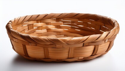 empty wooden basket isolated on white background