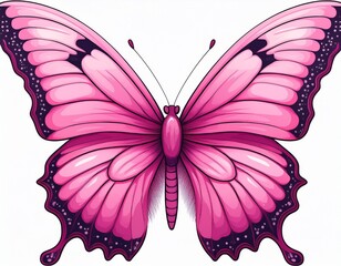 pink butterfly isolated on a white background