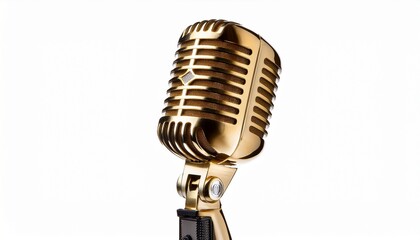 shine golden mic isolated on white background