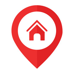 Obraz premium Real Estate Location Map Pin House Home Property Vector Illustration