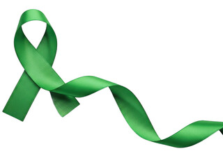 Green awareness ribbon symbol isolated on transparent background for health and support