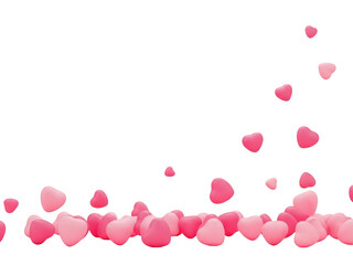 Pink hearts falling from the top against a transparent background for valentines day