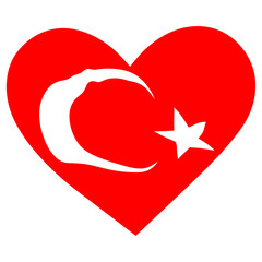 Turkish flag in the shape of a heart
