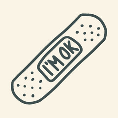 Fototapeta premium Inspirational Bandage Illustration with I'm Ok Text for Resilience, Mental Health, and Recovery Themes