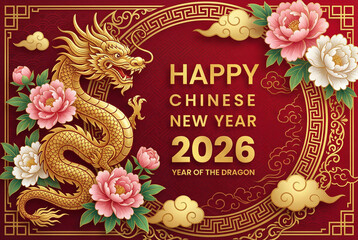Happy chinese new year 2026 year of dragon generative ai background