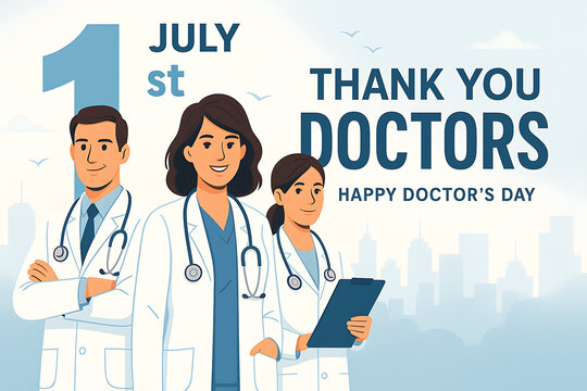 Celebrating doctor s day with a heartfelt thank you to medical professionals depicted in this illustrative image