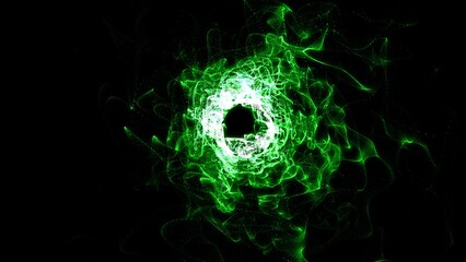 Fototapeta premium Abstract tunnel background with bright beautiful green glowing iridescent energy magical waves and lines