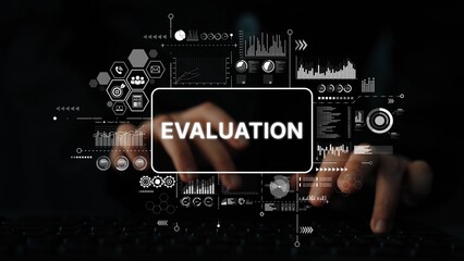 Digital Data Evaluation Concept with Abstract Graphs and User Interacting with Technology Keyboard. Asymptotic smart data analytic.