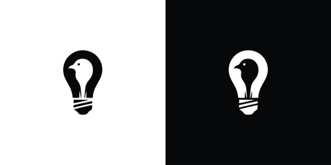bird with lamp logo vector icon illustration