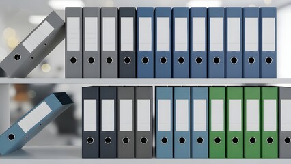 Office Filing: Organized Ring Binders on Shelf With Copy Space
