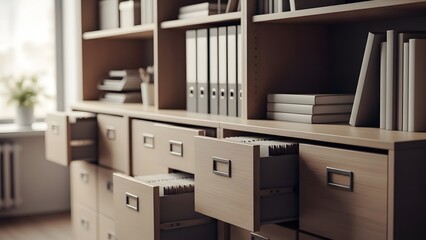 Office Filing: Office Storage Cabinet With Open File Drawers