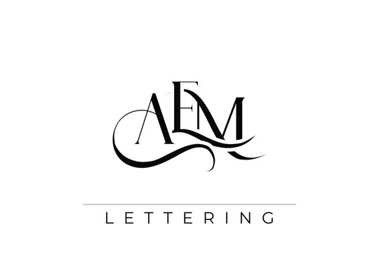 AEM Elegant Monogram Logo Design With Decorative Lettering