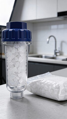 Dishwasher salt and filter cartridge vertical