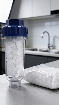 Dishwasher salt and filter cartridge vertical