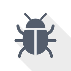 Bug icon representing software error, debugging and system issue