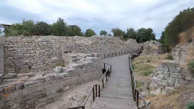 Ancient City of Troy. Canakkale city. Travel to T&uuml;rkiye - 4k video 