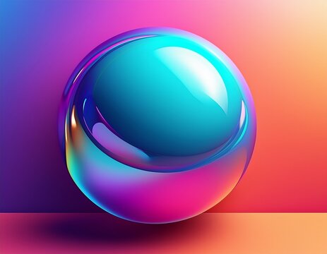 vibrant gradient background with glossy 3d sphere - Powered by Adobe