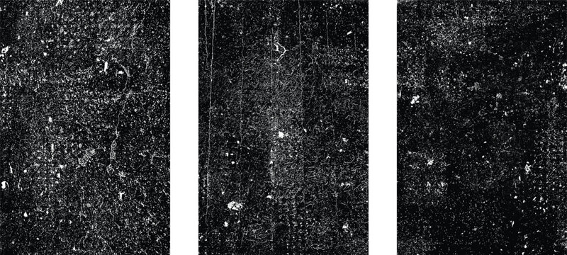 Vector grainy letterpress textures. Imprint texture grungy set. Rolled ink pressed texture. Screen print clean overlay pattern  .Fine dust pattern texture. Distressed mask overlay.