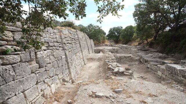 Ancient City of Troy. Canakkale city. Travel to T&uuml;rkiye - 4k video 