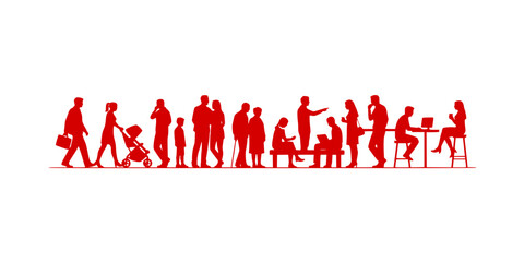 People silhouettes in elevation side view | Architecture people | silhouettes of people | 2D people | Section Elevation View | Architectural drawing people | characters