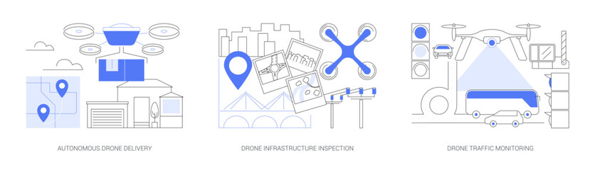 AI-Driven Drone Operations abstract concept vector illustrations.
