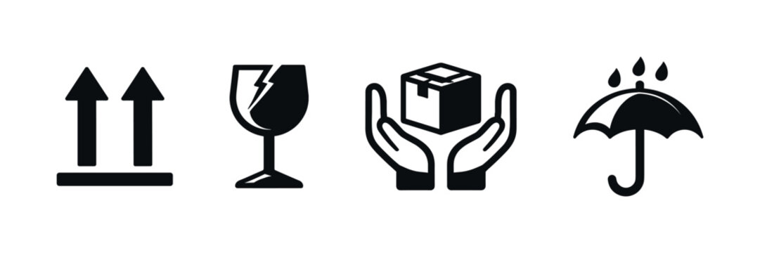 Shipping symbols vector icons set for packaging and logistics