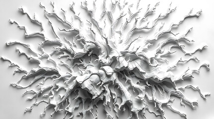 Black and white abstract fractal design with intricate branching patterns on a grey background