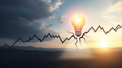 Economic trend ruptures underpinning under geopolitical tensions showing landscape shift with symbolic idea